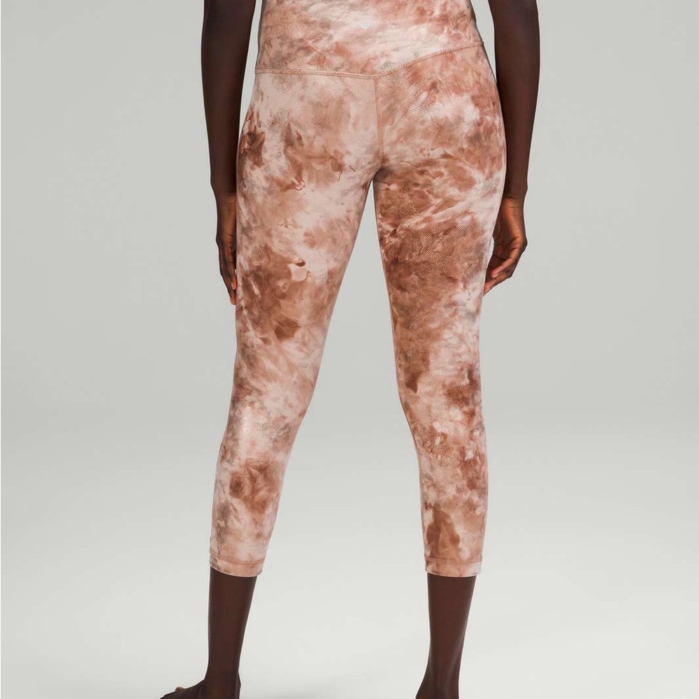 Lululemon Align Crop 23 Diamond Dye Foil Shine Misty Shell Cacao Size 0